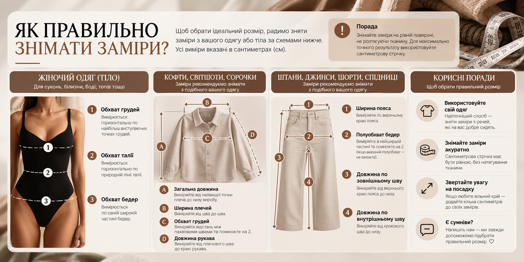 Як правильно знімати заміри одягу